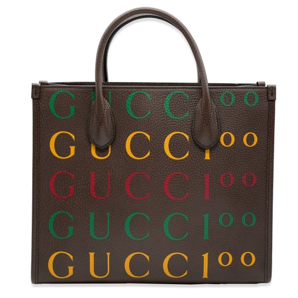 132890 fv Gucci Brown Calfskin Gucci 100 Tote