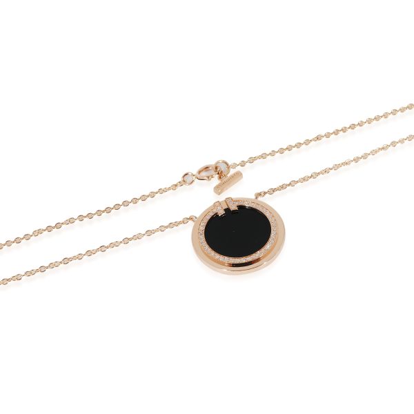 132912 bv 617ff13a eac8 4809 8a42 9dd7709eb65b Tiffany Co Diamond Black Onyx Circle Pendant in 18k Rose Gold 005 CTW