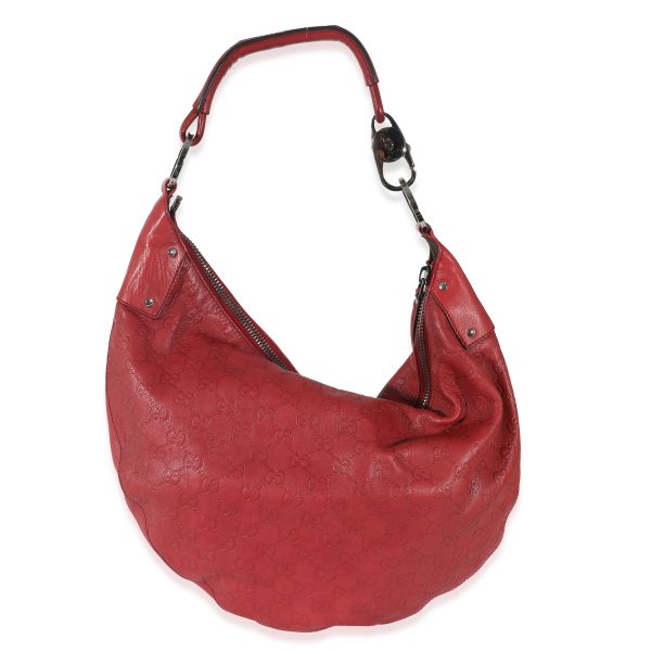 132916 pv Gucci Red Guccissima Half Moon Hobo