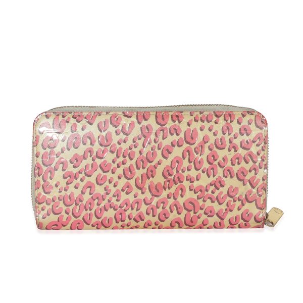 132927 bv LV x Stephen Sprouse Blanc Corail Monogram Vernis Leopard Zippy Wallet