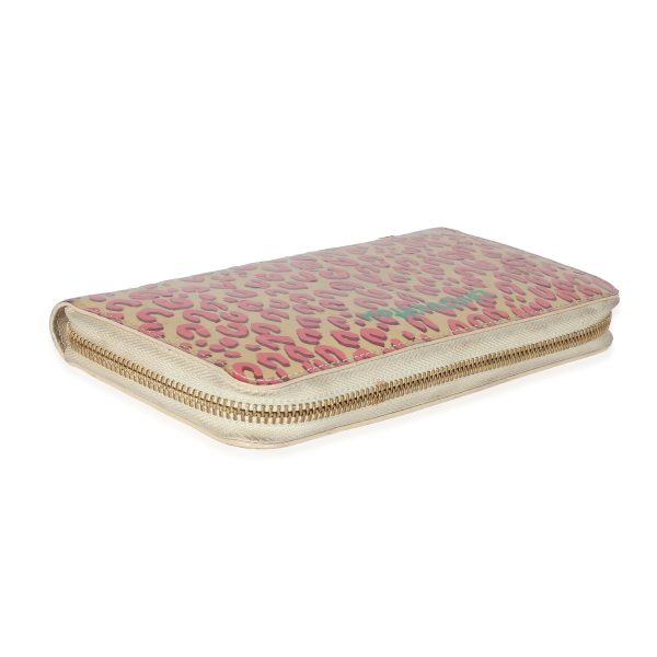 132927 clasp LV x Stephen Sprouse Blanc Corail Monogram Vernis Leopard Zippy Wallet