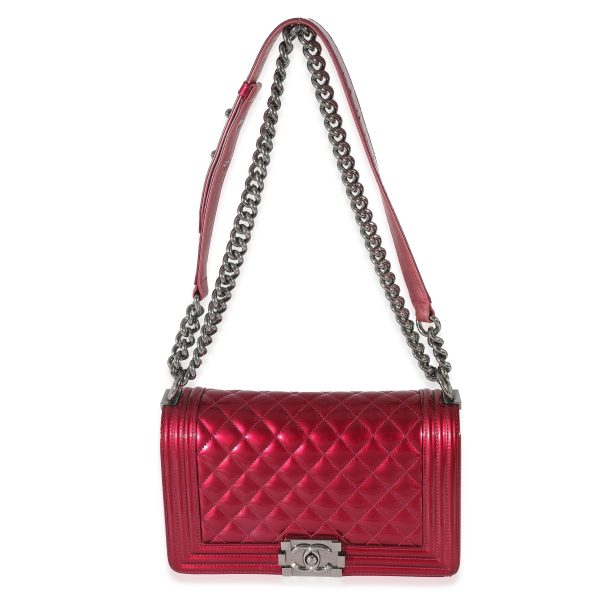 132942 av 2700c66e 08da 4917 b854 2b158cf365ea Chanel Pink Quilted Patent Leather Old Medium Boy Bag