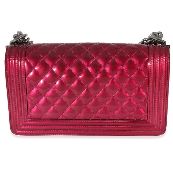 132942 stamp ebae2172 f02a 490f a4ac a4a02b7ea2d6 Chanel Pink Quilted Patent Leather Old Medium Boy Bag