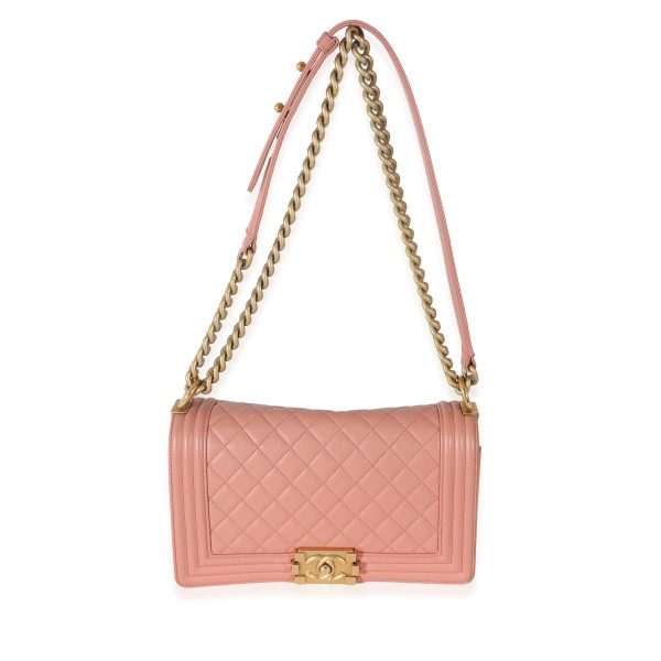 132945 av 0f2ca9ed 61b9 4cfa 8bf6 cf1273734386 Chanel Pink Quilted Caviar Old Medium Boy Bag