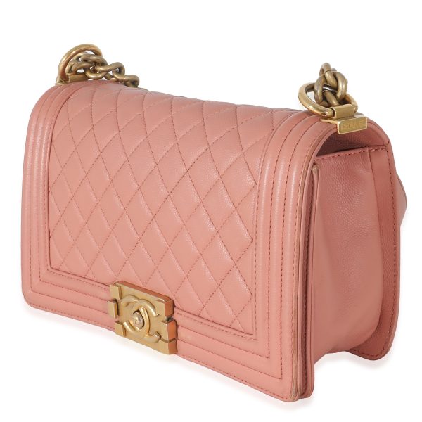 132945 sv eb82374e 628f 4b4f 85f7 7a38d7c66447 Chanel Pink Quilted Caviar Old Medium Boy Bag