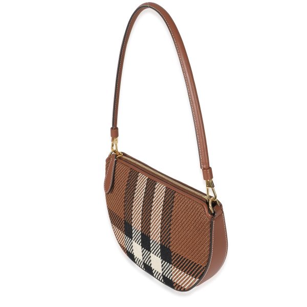 132948 sv 30dca400 7a1c 4d52 980d 89d9dce10461 Burberry Brown Knitted Check Olympia Pouch Bag