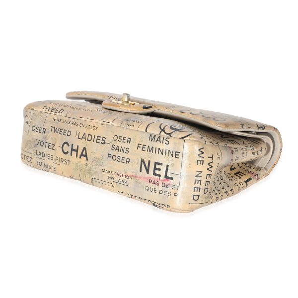 132953 clasp dde6b985 ca1c 40dc ad24 c332fa8c6771 Chanel Limited Edition Graffiti Newspaper Print Medium Double Flap Bag