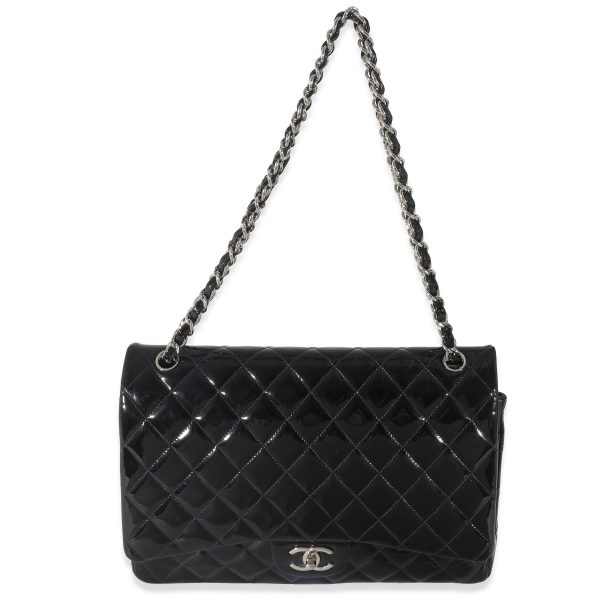 132954 bv Chanel Black Quilted Patent Leather Classic Maxi Flap Bag