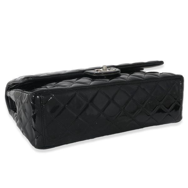 132954 clasp Chanel Black Quilted Patent Leather Classic Maxi Flap Bag