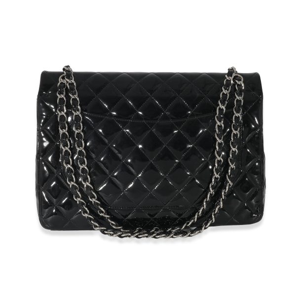 132954 pv Chanel Black Quilted Patent Leather Classic Maxi Flap Bag