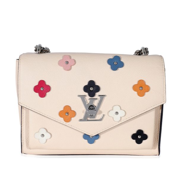 132955 fv Louis Vuitton White Leather Mylockme Fleurs BB