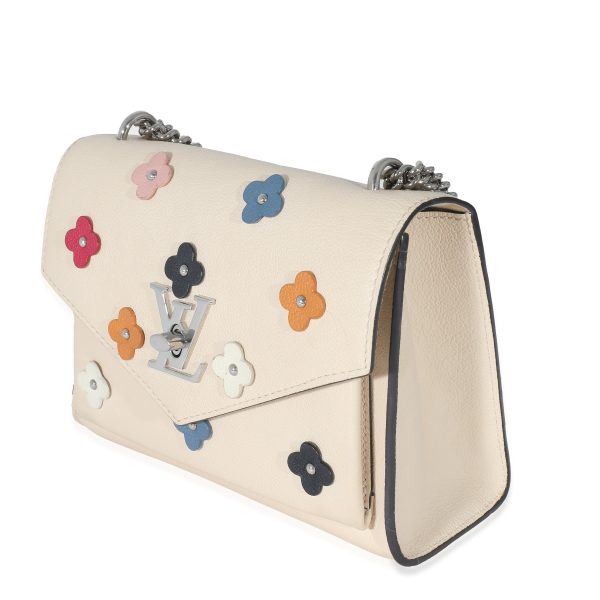 132955 sv Louis Vuitton White Leather Mylockme Fleurs BB