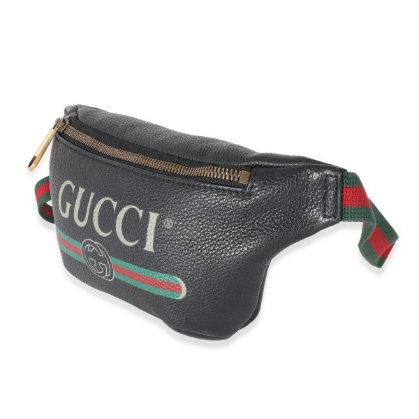 132969 pv 8f48f4b5 f0f5 4ce6 ba8c 7c89faa5d58c Gucci Black Grained Calfskin Logo Print Small Belt Bag