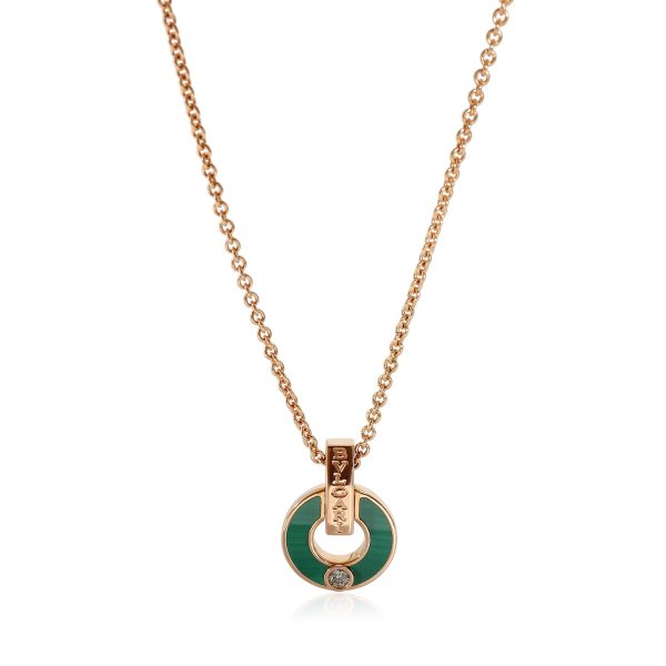 133059 fv Bvlgari Bvlgari Malachite Diamond Necklace in 18k Rose Gold 006 CTW