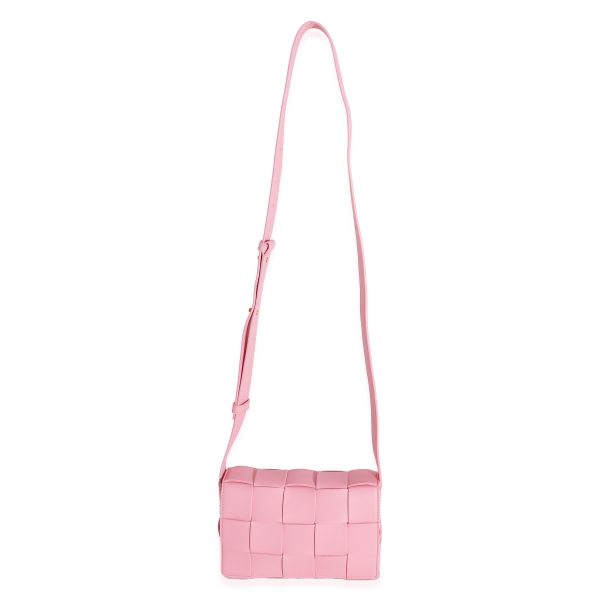 133087 av Bottega Veneta Pink Intrecciato Lambskin Small Cassette Bag