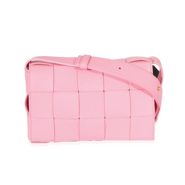 133087 fv Bottega Veneta Pink Intrecciato Lambskin Small Cassette Bag