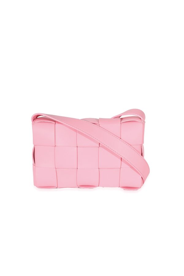 133087 pv Bottega Veneta Pink Intrecciato Lambskin Small Cassette Bag