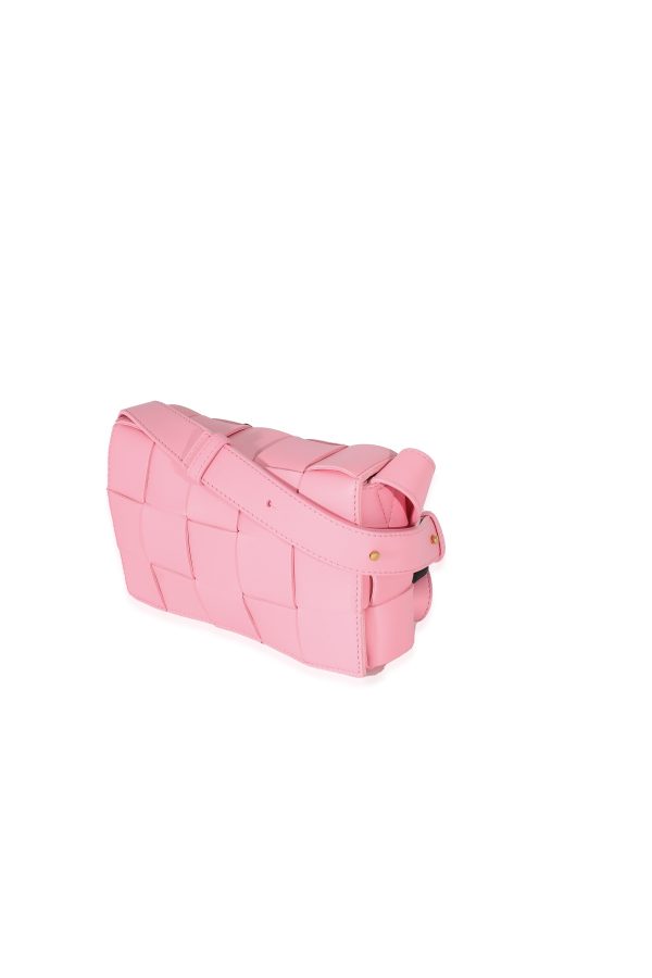 133087 sv Bottega Veneta Pink Intrecciato Lambskin Small Cassette Bag