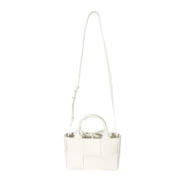 133090 bv Bottega Veneta White Grained Intrecciato Candy Arco Tote