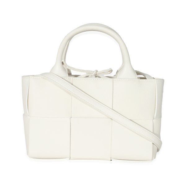 133090 stamp Bottega Veneta White Grained Intrecciato Candy Arco Tote