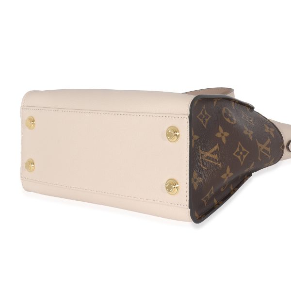 133131 clasp Louis Vuitton Greige Leather Monogram Canvas On My Side PM