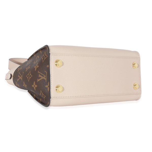 133131 pv Louis Vuitton Greige Leather Monogram Canvas On My Side PM