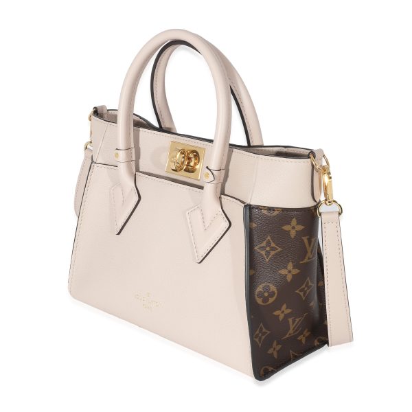 133131 sv Louis Vuitton Greige Leather Monogram Canvas On My Side PM