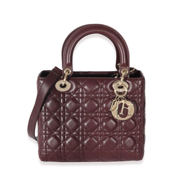 133139 fv Christian Dior Burgundy Cannage Lambskin Medium Lady Dior