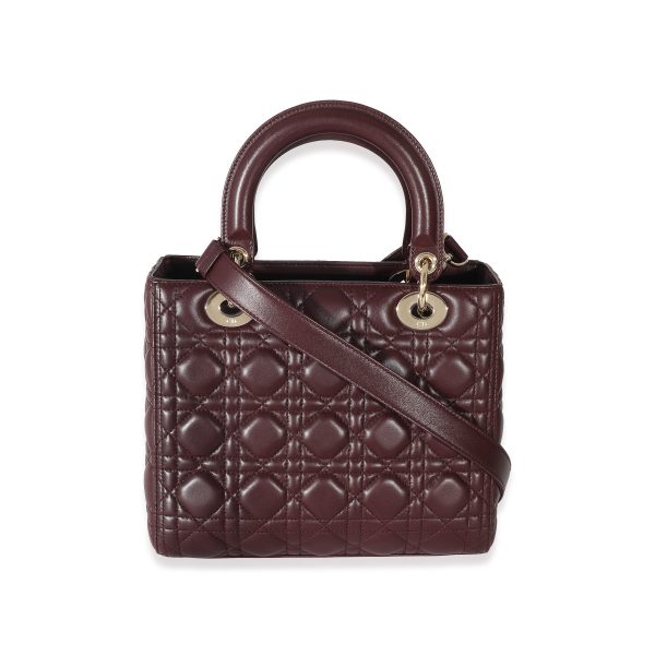 133139 stamp Christian Dior Burgundy Cannage Lambskin Medium Lady Dior