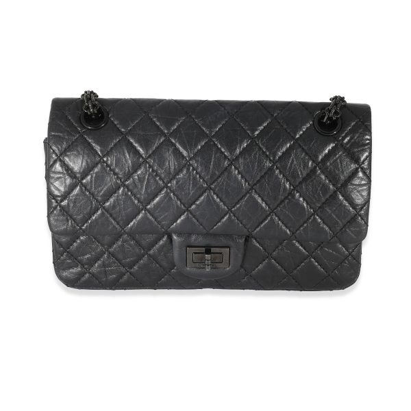 133145 fv Chanel So Black Quilted Calfskin 255 Reissue 225 Double Flap Bag