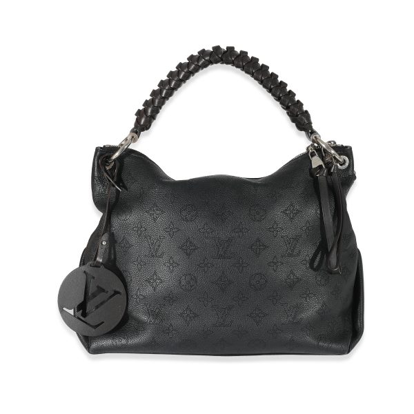 133147 fv Louis Vuitton Black Monogram Mahina Beaubourg Hobo MM