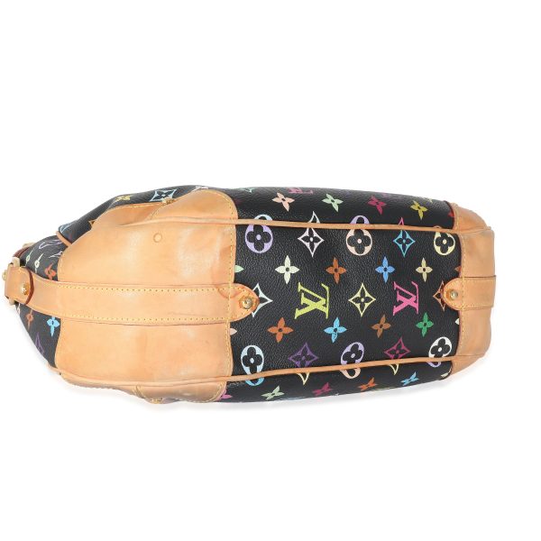 133165 clasp Louis Vuitton Black Monogram Multicolor Canvas Greta