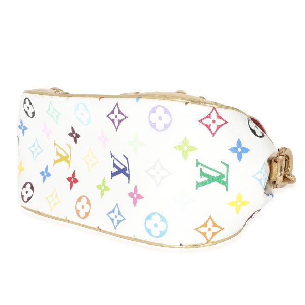 133166 box Louis Vuitton White Multicolor Monogram Canvas Gold Marilyn