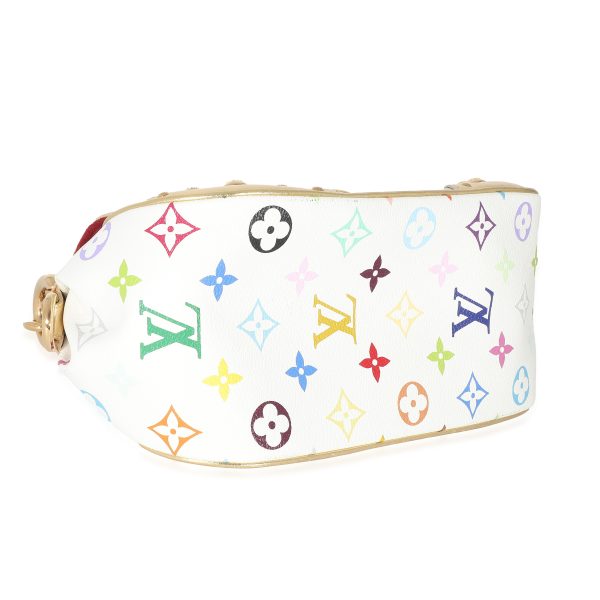 133166 clasp Louis Vuitton White Multicolor Monogram Canvas Gold Marilyn