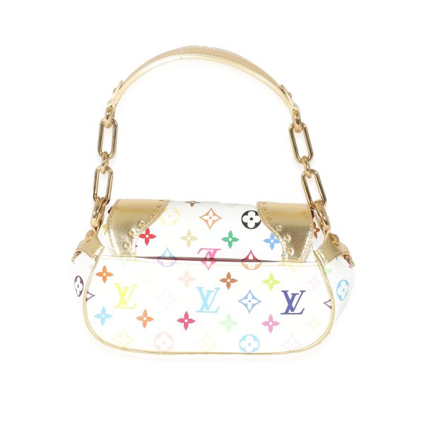 133166 pv Louis Vuitton White Multicolor Monogram Canvas Gold Marilyn