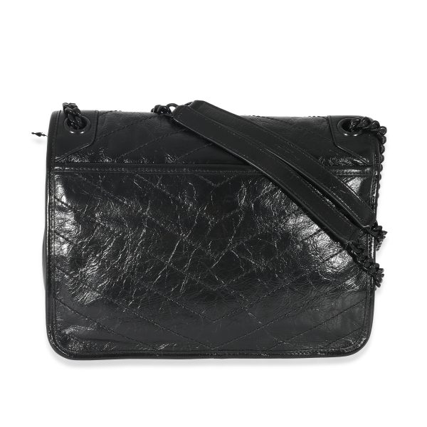 133181 pv Saint Laurent Black Crinkled Calfskin Medium Niki Bag