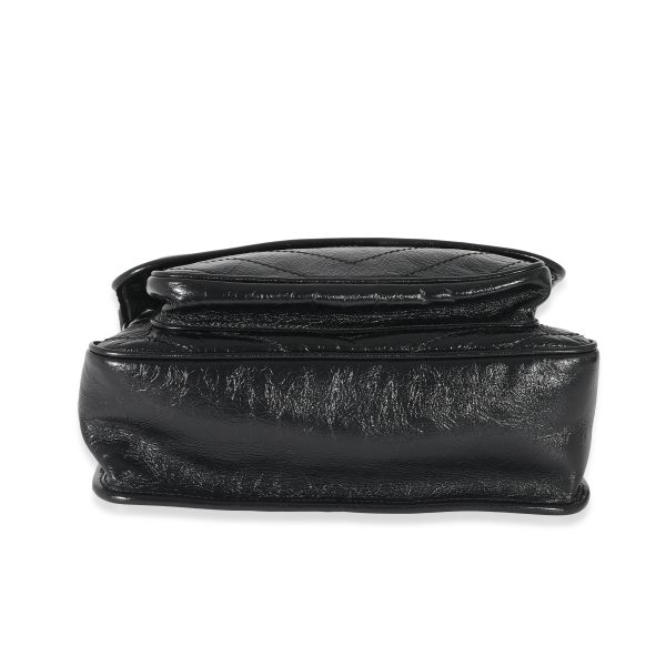 133181 stamp Saint Laurent Black Crinkled Calfskin Medium Niki Bag