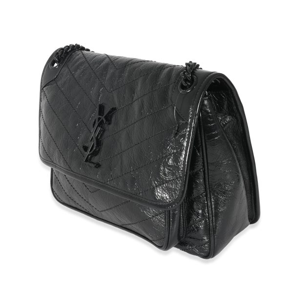 133181 sv Saint Laurent Black Crinkled Calfskin Medium Niki Bag