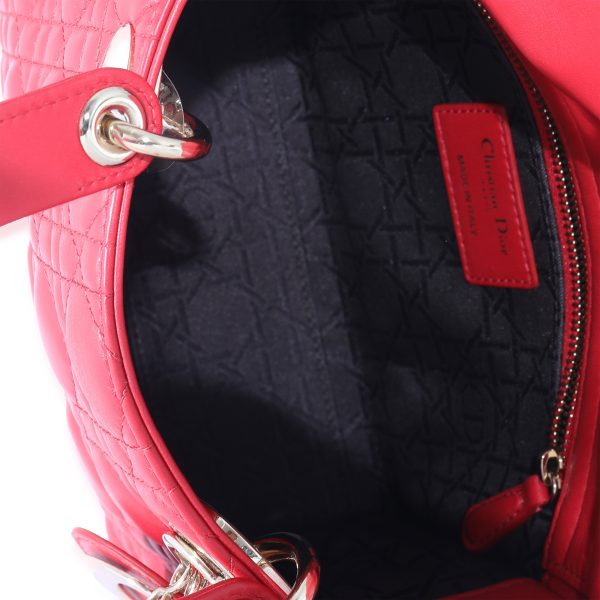 133185 ad1 Christian Dior Red Cannage Lambskin Lucky Badges Small My Lady Dior Bag