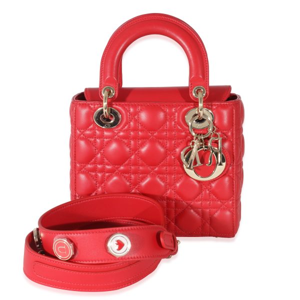 133185 av Christian Dior Red Cannage Lambskin Lucky Badges Small My Lady Dior Bag