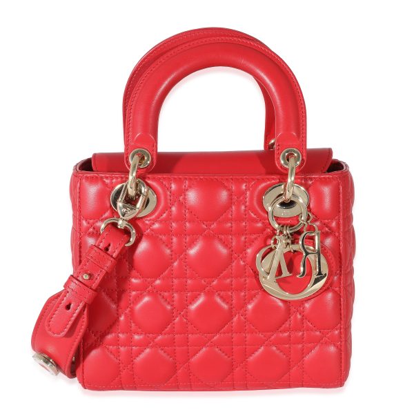 133185 fv Christian Dior Red Cannage Lambskin Lucky Badges Small My Lady Dior Bag