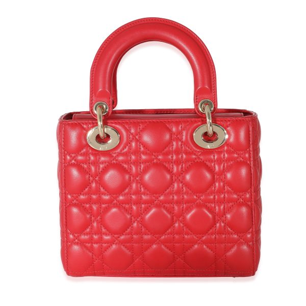 133185 pv Christian Dior Red Cannage Lambskin Lucky Badges Small My Lady Dior Bag