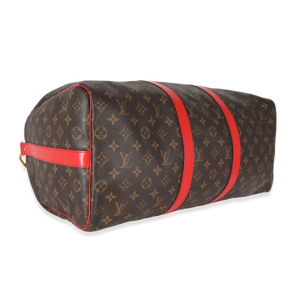 133231 av Louis Vuitton Coquelicot Monogram Canvas Keepall Bandouliere 50