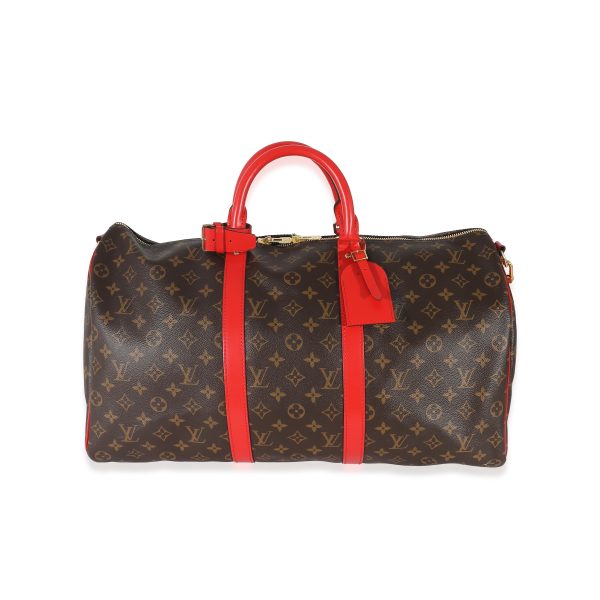 133231 fv Louis Vuitton Coquelicot Monogram Canvas Keepall Bandouliere 50