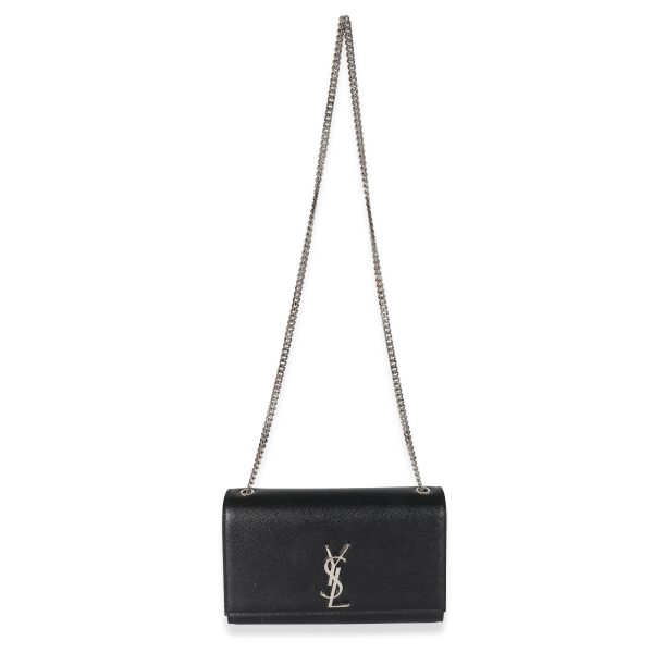 133254 bv Saint Laurent Black Grain De Poudre Medium Kate Chain Bag