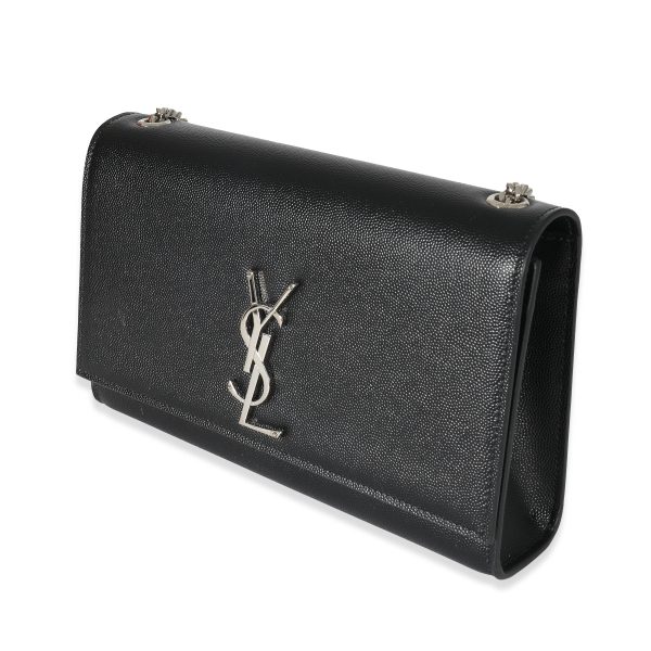 133254 sv Saint Laurent Black Grain De Poudre Medium Kate Chain Bag