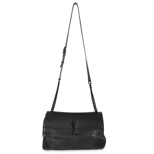 133255 bv Saint Laurent Black Grain De Poudre Medium West Hollywood Monogram Fold Over Bag