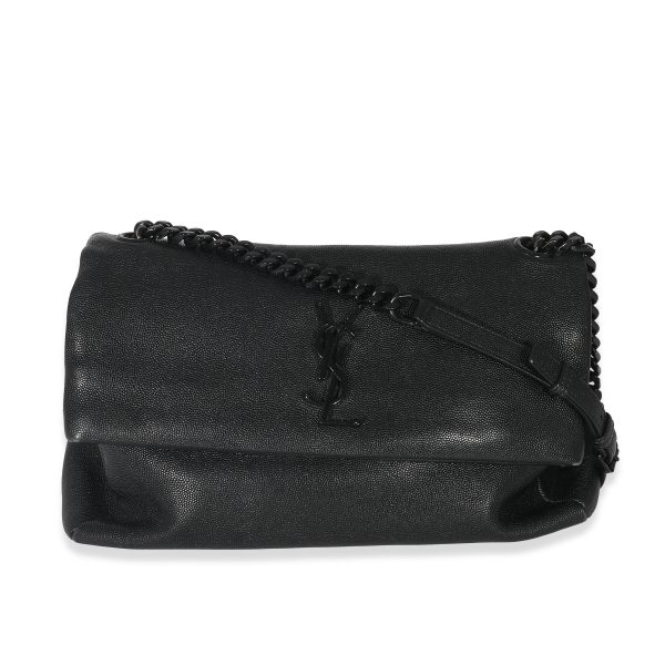 133255 fv Saint Laurent Black Grain De Poudre Medium West Hollywood Monogram Fold Over Bag