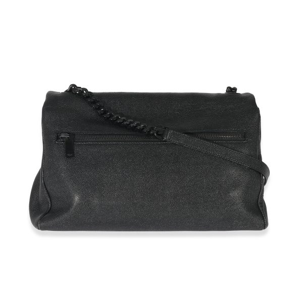 133255 pv Saint Laurent Black Grain De Poudre Medium West Hollywood Monogram Fold Over Bag