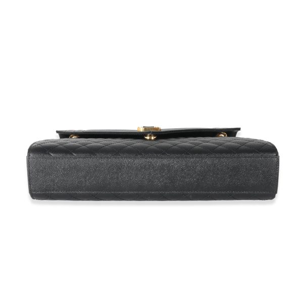 133264 pv Saint Laurent Black Grain De Poudre Mix Matelassé Large Envelope Flap Bag